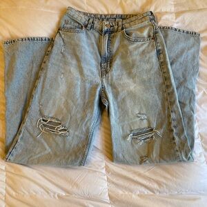 divided by h&m baggy leg high rise jeans light wash